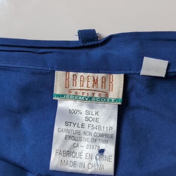 Vintage Jeremy Scott 💯 SILK cobalt Blue Ankle Length Pants Size M - Picture 3 of 6
